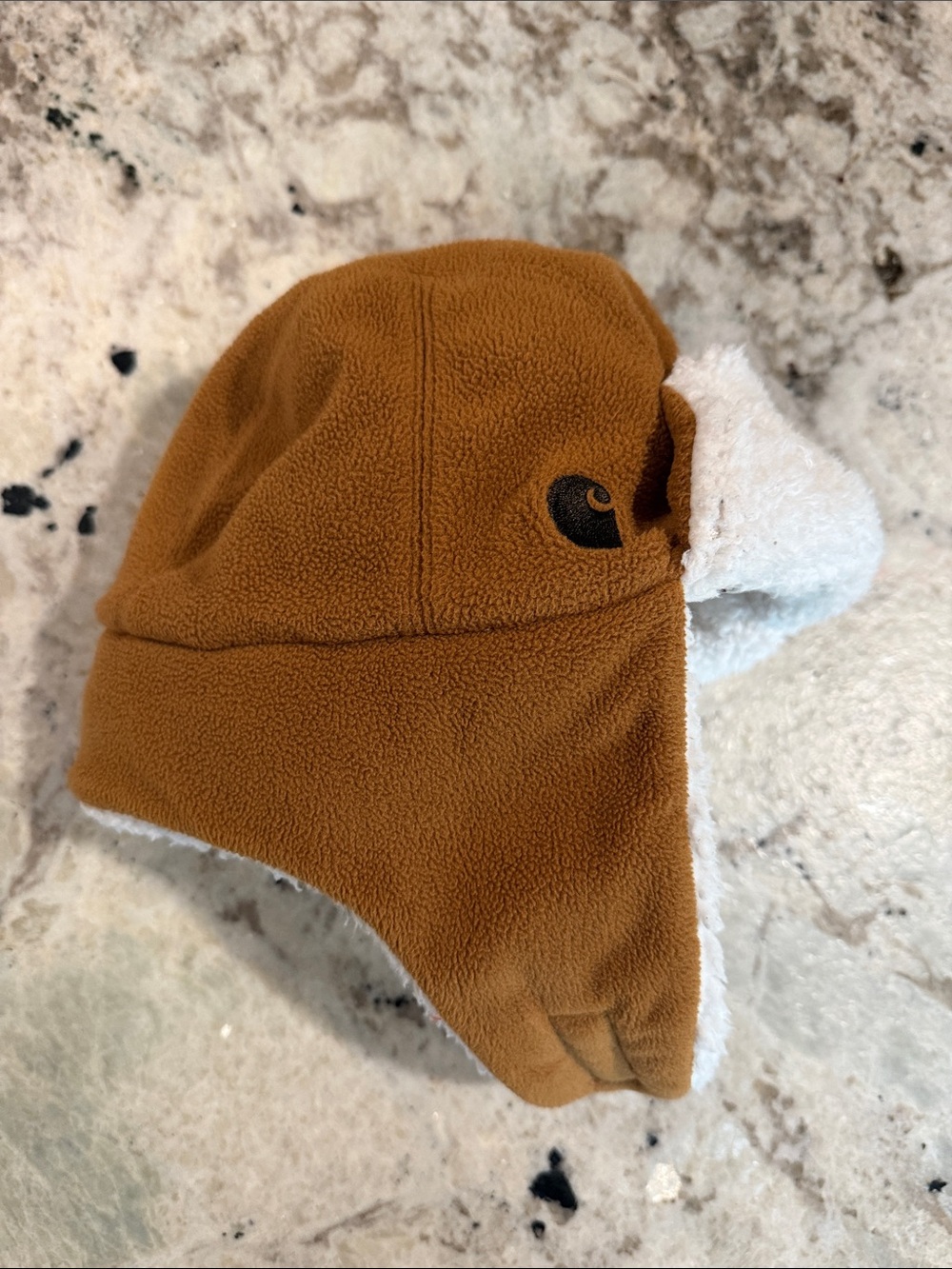 Carhartt Kids' Brown Fleece Trapper Hat with White Sherpa